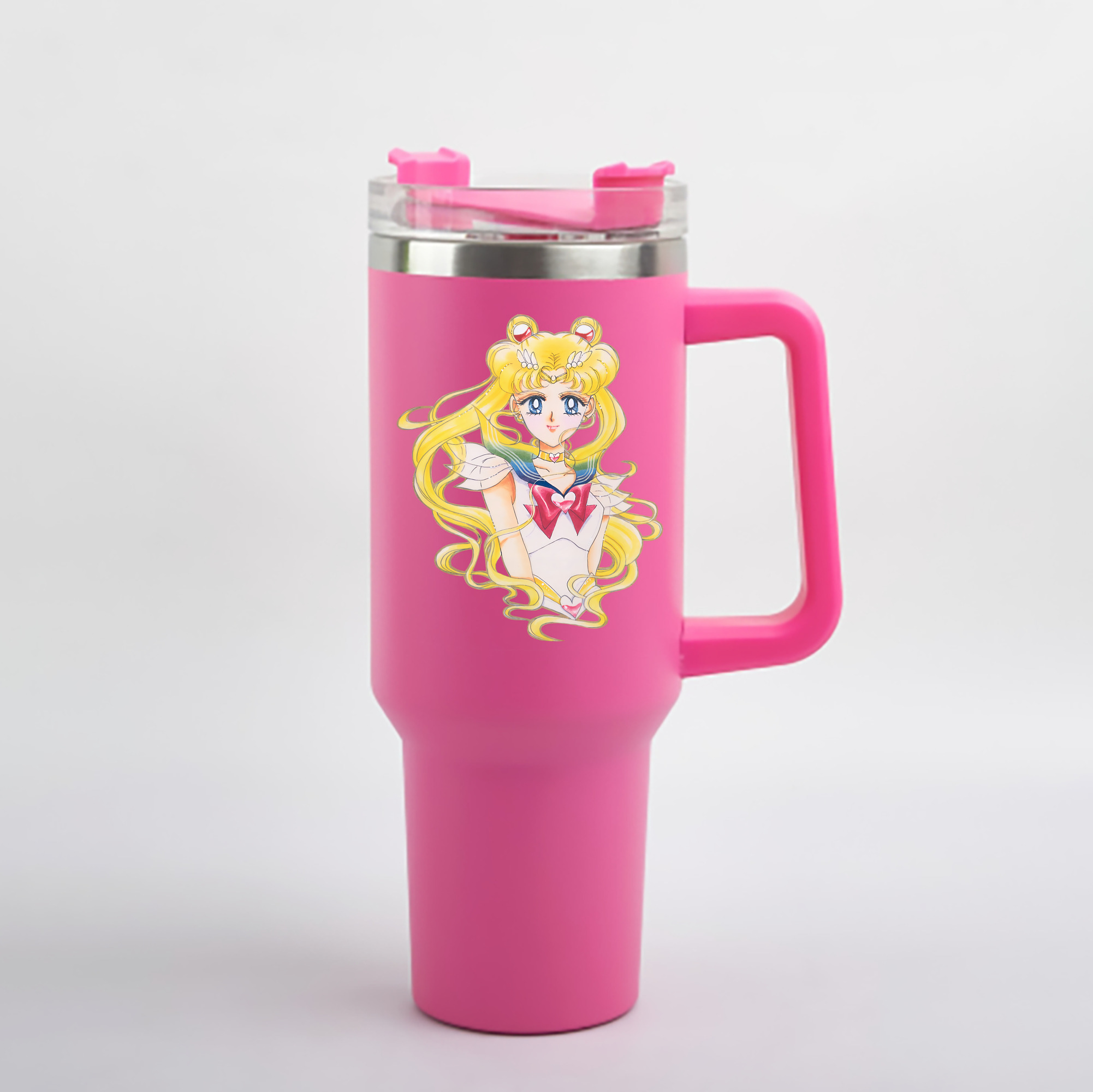（画像用） 美少女戦士セーラームーン 月野 うさぎ つきの うさぎ Sailor Moon Tsukino Usagi 1200mL車用タンブラー - クリスタルステッカー（プラスチックストロー付き）